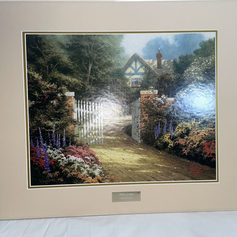 Thomas Kinkade “Hidden Cottage” Library Edition Print w/ Double Mats 26”x22”